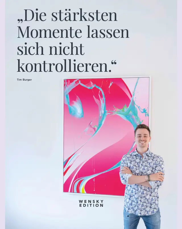 DIE STÄRKSTEN MOMENTE LASSEN SICH NICHT KONTROLLIEREN.

Im Gespräch mit @timburgerart ging es um Kontrolle und Loslassen, um Vertrauen in den eigenen Prozess – und um den Moment, in dem eine Arbeit wirklich abgeschlossen ist.

Tim Burger spricht darüber, warum nicht jeder Schritt planbar sein muss, weshalb gerade das Unvorhersehbare oft die stärksten Ergebnisse hervorbringt und wie man erkennt, wann ein Werk nichts mehr braucht.

Ein Gespräch über Gestaltung, Intuition und die Fähigkeit, im richtigen Moment loszulassen.

Das vollständige Interview gibt es jetzt auf meinem Blog:

www.wensky-immobilien.de/timburger/

Oder über den Link in meiner Bio.

#TimBurger #Design #Fotografie #WenskyImmobilien #SellingArchitecture