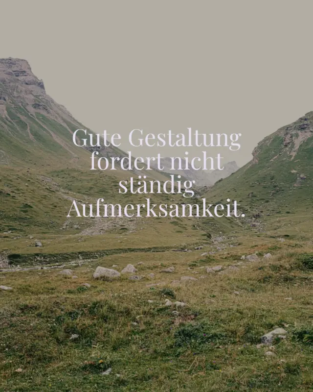 Gute Gestaltung fordert nicht ständig Aufmerksamkeit.

Ein Satz aus meinem Essay über unsere Architekturreise durch Graubünden. Er gilt für eine Kirche aus Beton genauso wie für ein Wohnhaus: Was gut gemacht ist, muss sich nicht aufdrängen.

Julierpass, Graubünden
Foto: @clausgeiss

#sellingarchitecture #wensky #architektur #gestaltung #graubünden